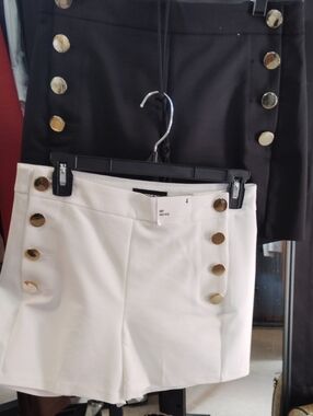 Express White Midi High-Rise Sailor Shorts 2 Pair, Black And White  NWT 4 $59 Ea